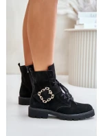 Velurové Kozačky S Přezkou Černé model 21675541 - Zazoo