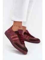 Zazoo N1068 Zamszowe Niskie Sneakersy Damskie Bordowe