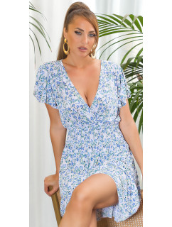 Sexy shortsleeve Summer Dress with V-Neck & flower print