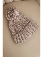 Dámska zimná čiapka s bambulou z vlny K424 tmavo béžová Dámska zimná čiapka s bambulou z vlny K424 tmavo béžová