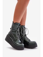 Kožené Botky Workery Na Platformě A Klínu model 21678213 Zelené - Maciejka