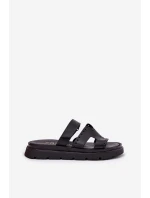 Klapki Damskie Z Naturalnej Skóry Na Platformie Zazoo 40440 Czarne Klapki Damskie Z Naturalnej Skóry Na Platformie Zazoo 40440 Czarne