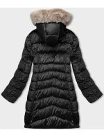 Čierno-béžová obojstranná dámska zimná bunda s kapucňou (B8202-1046)