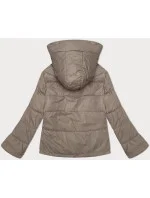 Volná béžová dámská bunda s kapucí Miss model 19447273 - Miss TiTi Volná béžová dámská bunda s kapucí Miss model 19447273 - Miss TiTi