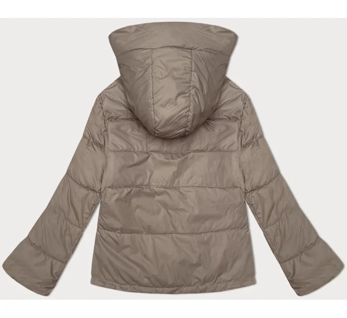 Volná béžová dámská bunda s kapucí Miss model 19447273 - Miss TiTi Volná béžová dámská bunda s kapucí Miss model 19447273 - Miss TiTi