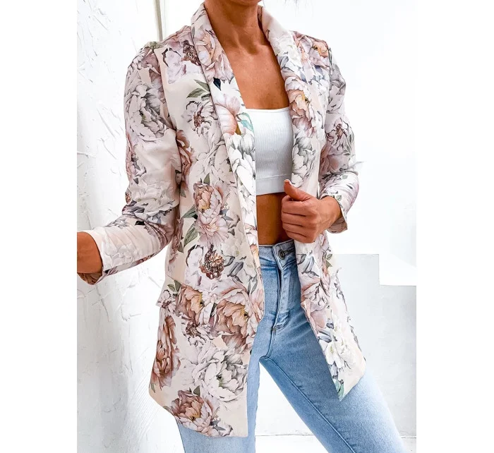 Béžové dámské sako s podšívkou model 20070247 - Moon