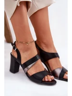 Dámské sandály na sloupku model 21694644 Černé - SERGIO LEONE