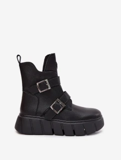 Dámske členkové topánky s remienkami a prackami Vinceza - čierne