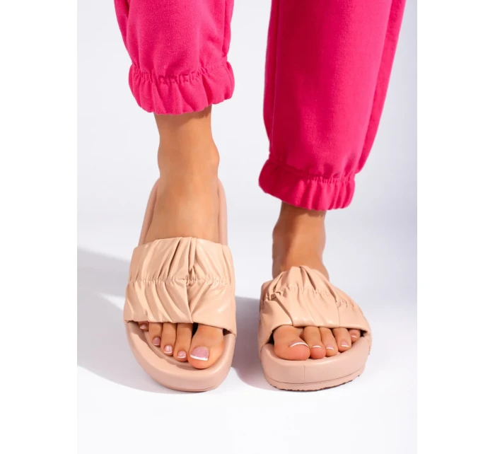 Módne hnedé dámske ponožky na podpätku bez päty