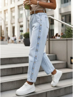 Dámske modré džínsy s vysokým pásom balónového strihu FashionStreet UY2916