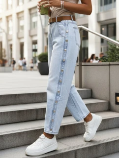 Jeansy damskie z wysokim stanem balloon fit niebieskie FashionStreet UY2916