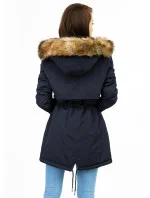 Tmavomodrá a ružová obojstranná dámska zimná bunda s kapucňou (w211) Tmavomodrá a ružová obojstranná dámska zimná bunda s kapucňou (w211)