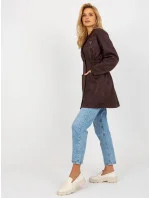 Tmavě hnědý tenký dámský kabát sako model 20840809 - Factory Price Tmavě hnědý tenký dámský kabát sako model 20840809 - Factory Price