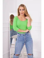 Světle zelená halenka s kulatým výstřihem