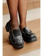 Kožené Dámské Polobotky S Ozdobami D&A model 21675869 Černé - S.Barski