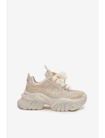 Dámske kožené tenisky SS2N4009 zlaté - GOE Dámske kožené tenisky SS2N4009 zlaté - GOE