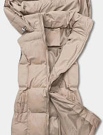 Béžová páperová dámska vesta s kapucňou (5M721-62)