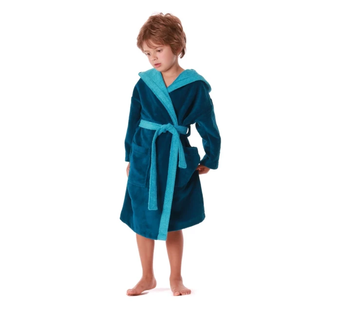 Detský župan Tampa duo s kapucňou 9159 petrol - Vestis Detský župan Tampa duo s kapucňou 9159 petrol - Vestis