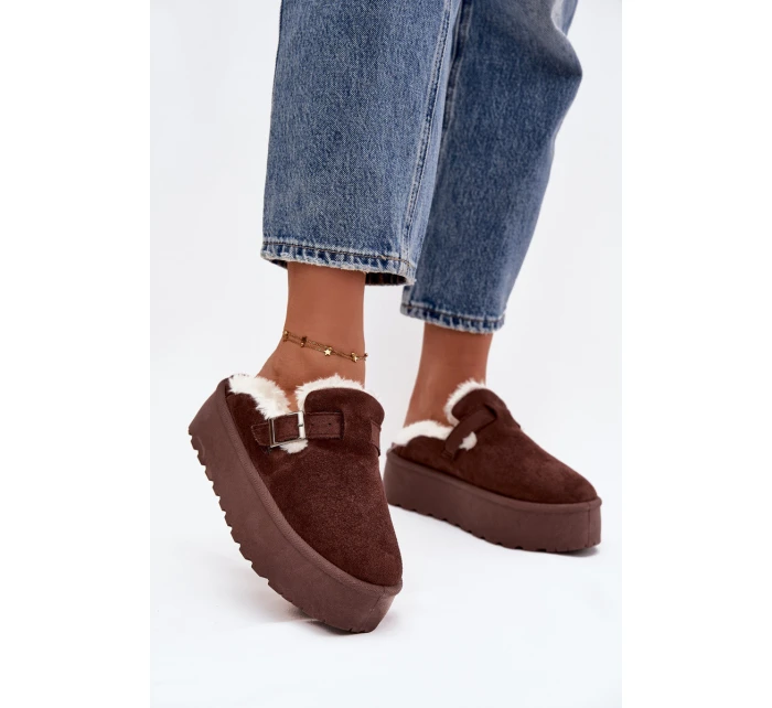 Ženské Sněhule S Kožešinou A Přezkou Na Platformě Čokoládové model 21757740 - Boto