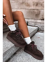 Dámské kožené semišové sněhule s šněrováním Big Star model 22386368 Hnědé - Big Star Shoes