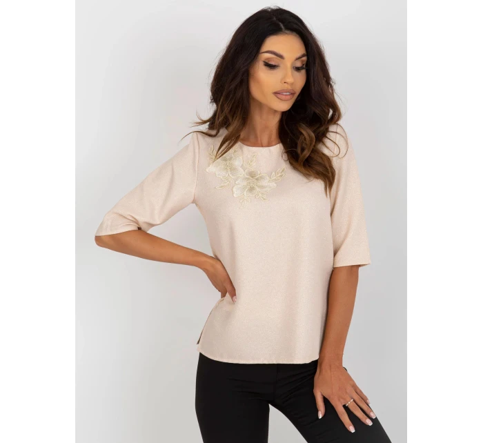 Dámská halenka LK BZ model 21288375 Béžová - FPrice Dámská halenka LK BZ model 21288375 Béžová - FPrice