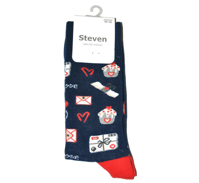 Vzorované pánske ponožky Steven art.136 Srdiečka