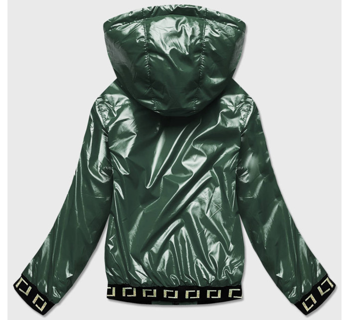 Krátka zelená dámska bunda s kapucňou (B9787-10)