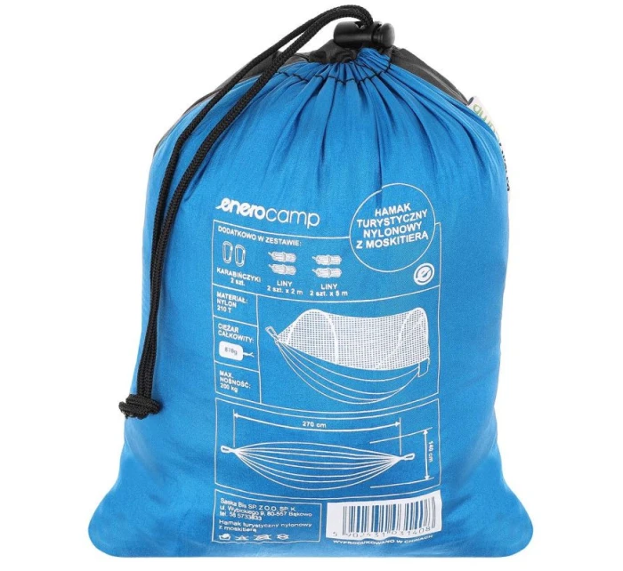 TURISTICKÁ HOJDACIA SIEŤ PRE 2 OSOBY 270X140CM S MOSKYTIÉROU MODRÁ