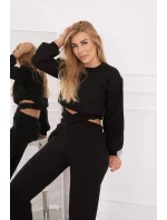 Zateplená súprava s krátkou mikinou čierna