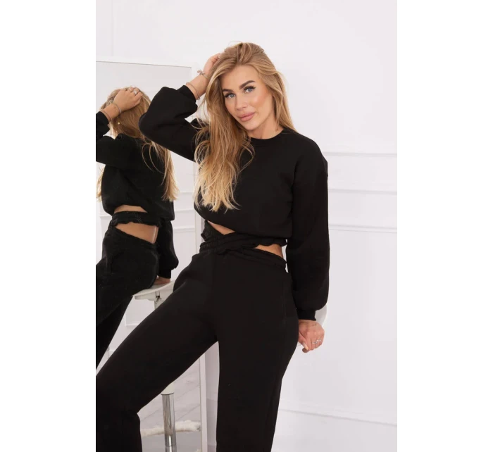 Zateplená súprava s krátkou mikinou čierna