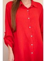 Bavlněná mušelínová košile Plus Size světle bordová