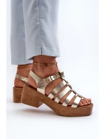 Zazoo 40410 Skórzane Sandały Damskie Złote