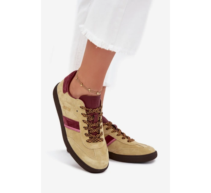 Zamszowe Niskie Sneakersy Damskie Big Star SS274680 HI-POLY SYSTEM Limonkowe