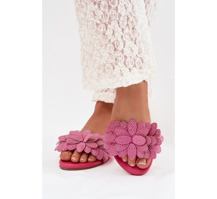 Dámské ploché pantofle s výzdobou Fuksie Grelora