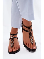 Dámské žabky s podrážkou s ozdobami Černé model 22111447 - Boto