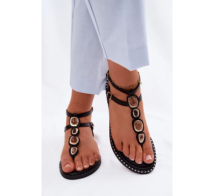 Dámské žabky s podrážkou s ozdobami Černé model 22111447 - Boto