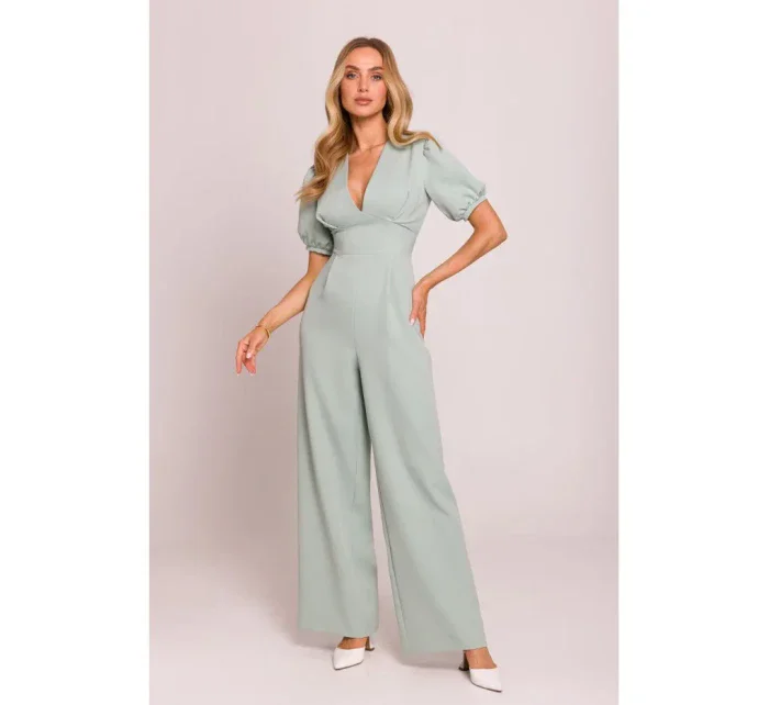 model 20970734 Kombinéza s puff rukávy mátová - Moe