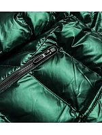 Dámska prešívaná bunda s kapucňou zelená (xw817x) Dámska prešívaná bunda s kapucňou zelená (xw817x)
