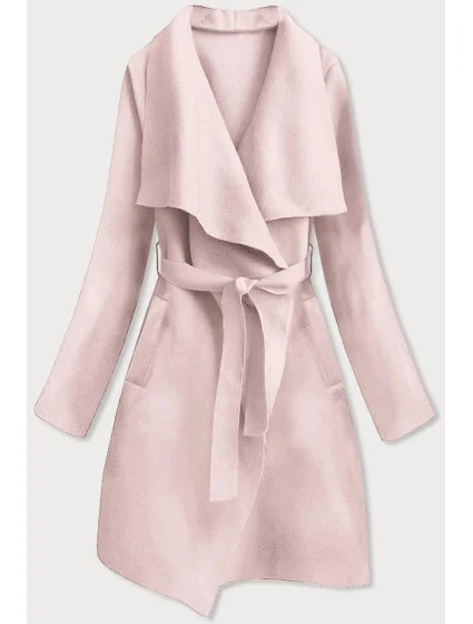Světle růžový dámský kabát model 17064074 - MADE IN ITALY Světle růžový dámský kabát model 17064074 - MADE IN ITALY