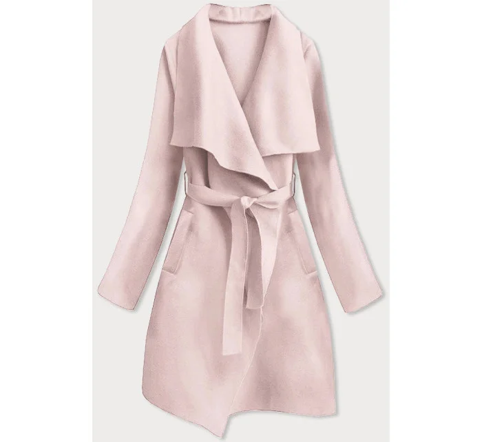 Světle růžový dámský kabát model 17064074 - MADE IN ITALY Světle růžový dámský kabát model 17064074 - MADE IN ITALY
