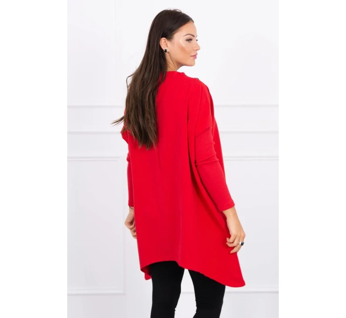 Oversize mikina s asymetrickými boky červená Oversize mikina s asymetrickými boky červená