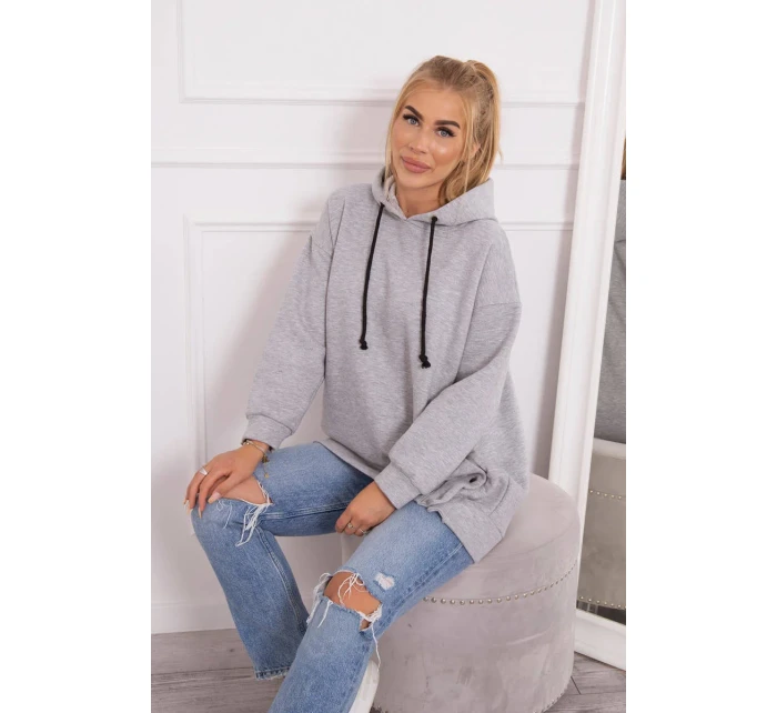 Zateplená mikina so zapínaním na cvoky sivá