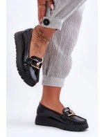 Kožené Mokasíny Na Platformě S Ozdobou Černá model 21630147 - Zazoo