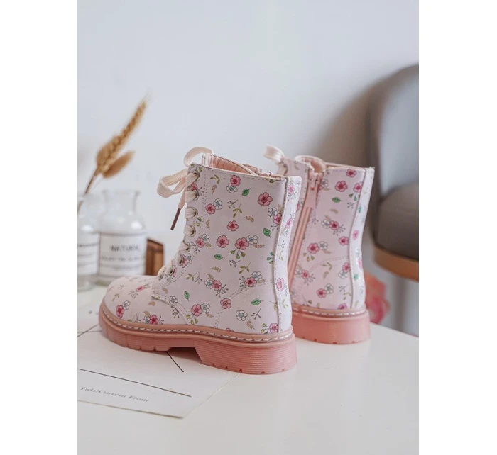 Ocieplane Botki Dziecięce Na Suwak Różowe Dolida Ocieplane Botki Dziecięce Na Suwak Różowe Dolida