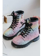 Dziecięce Brokatowe Botki Ocieplane z Suwakiem Multikolor Saussa Dziecięce Brokatowe Botki Ocieplane z Suwakiem Multikolor Saussa