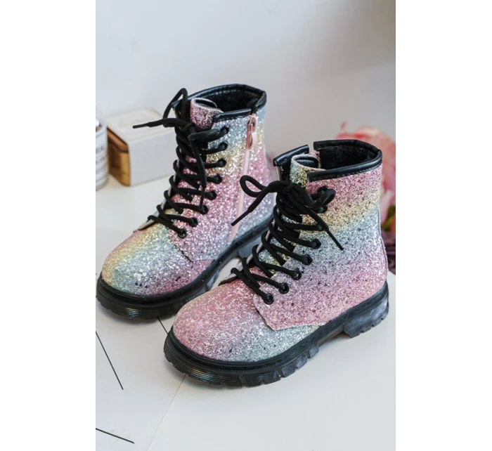 Dziecięce Brokatowe Botki Ocieplane z Suwakiem Multikolor Saussa Dziecięce Brokatowe Botki Ocieplane z Suwakiem Multikolor Saussa