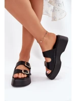 Dámské Klapky Na Klínu A Platformě S Přezkami Černé model 21697267 - Boto