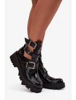 Lakované dámské s pásky a Černé model 21709075 - Boto Lakované dámské s pásky a Černé model 21709075 - Boto