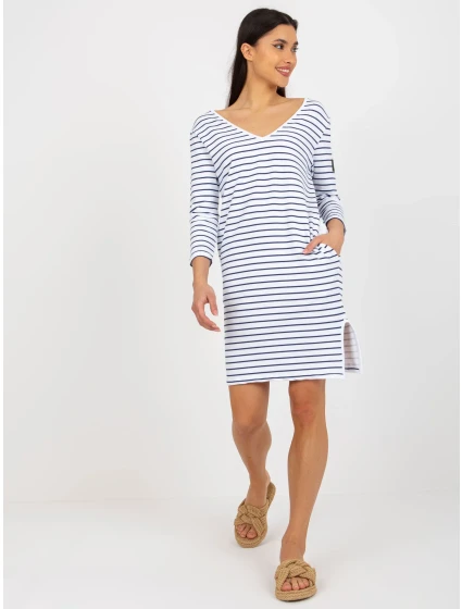 Dámske šaty TW SK BL 1010 šaty.74 biela a tmavo modrá - FPrice