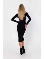 M757 Bodycon šaty na ramienka - čierne M757 Bodycon šaty na ramienka - čierne